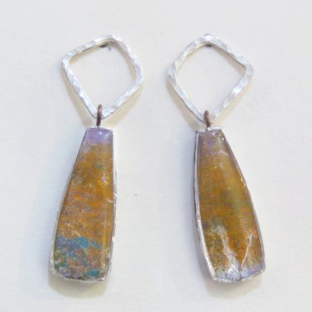 DBE-30 Small Drop Earrings with Hammered Silver Ring - Dee Barnes