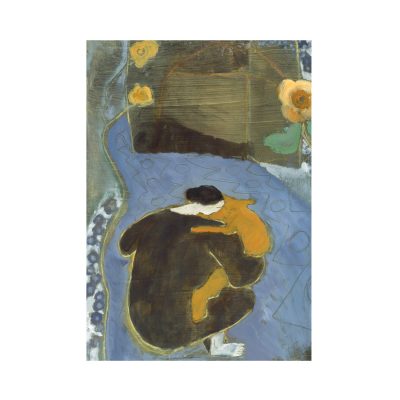 Woman with Golden Cat by Ann Farley Greetings Card (AFC13)