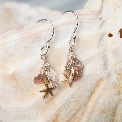 ACE-111 Shells, Starfish and Seahorse Cluster Earrings - Amanda Coleman