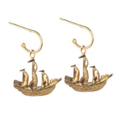 ACE-113 Gold Galleon Earrings Earrings - Amanda Coleman