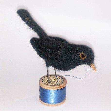 1534C Blackbird on Blue Cotton Reel - Sue Clements