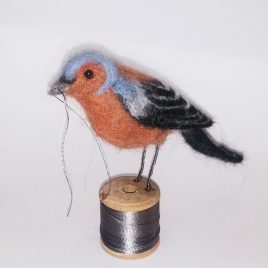 1541C Chaffinch on Grey Cotton Reel – Sue Clements