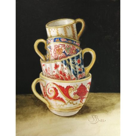 2005C Stack of Cups Red and Gold - Jenny Barron