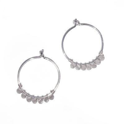 MOE-66 Labradorite Sleeper Hoop Earrings - Mounir