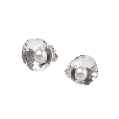 MOE-73 White Pearl Disc Studs - Mounir