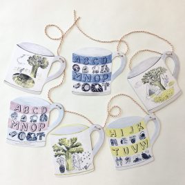 Pottery Bunting – 6 Decorative Hanging Cups by Debbie George