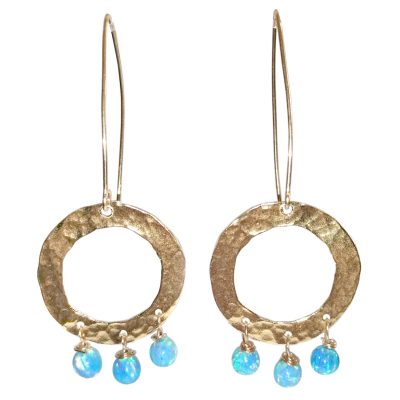 YME-69 Hammered Circle Opal Earrings - Yaron Morhaim