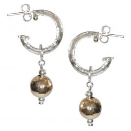 YME-107 Hammered Hoop and Ball Earrings – Yaron Morhaim