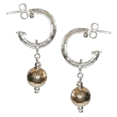 YME-107 Hammered Hoop and Ball Earrings - Yaron Morhaim