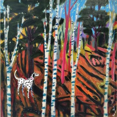 2631C Two Dogs in the Woods - Hannah Roberts