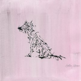 2976C Sitting Terrier on Pink – Sally Muir