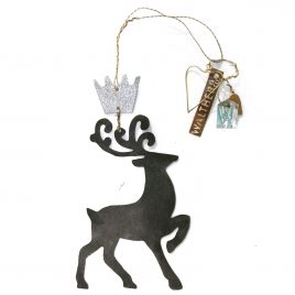 XM-106 Glitter Crown Stag Zinc and Brass Decoration