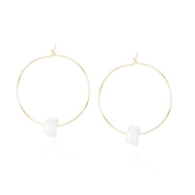 MOE-108 Pearl Hoop Earrings - Mounir