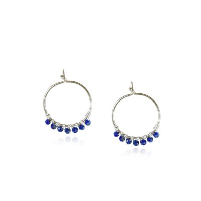 MOE-117 Lapis Lazuli Hoop Earrings - Mounir