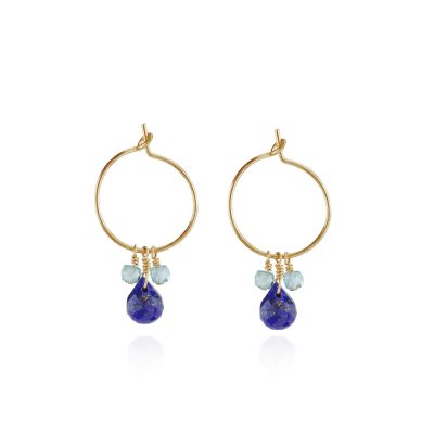 MOE-129 Lapis Lazuli Hoop Earrings - Mounir