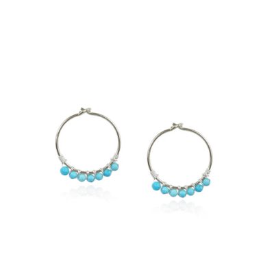 MOE-119 Turquoise Hoop Earrings - Mounir