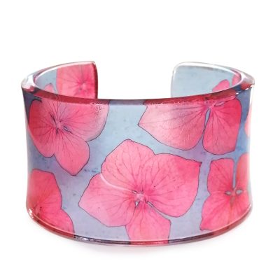 SGB-78 Blue & Pink Tiny Hydrangea 45mm Cuff - Sue Gregor