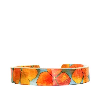 SGB-83 Blood Orange and Blue Tiny Hydrangea Cuff - Sue Gregor