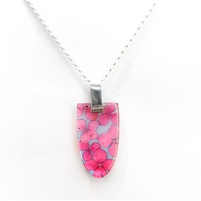 SGN-26 Blue Grey and Pink Tiny Hydrangea Pendant - Sue Gregor
