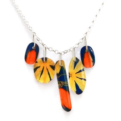 SGN-29 Tumeric and Navy Passionflower 5 Piece Collections Necklace - Sue Gregor