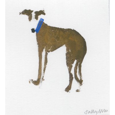 4529C Hound Pose Looking Back, Blue Collar - Sally Muir