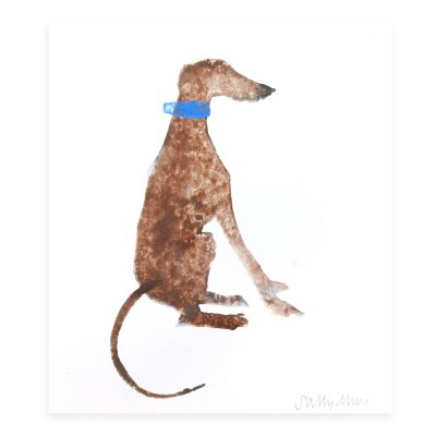 4704 Brown Dog with Blue Collar - Sally Muir