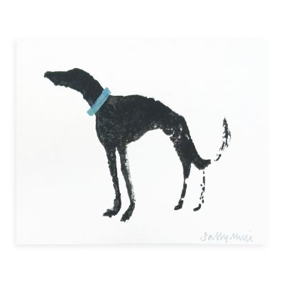 4706C Black Hound with Teal Collar - Sally Muir