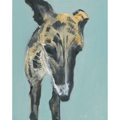 4693C Brindle on Light Blue Background - Sally Muir