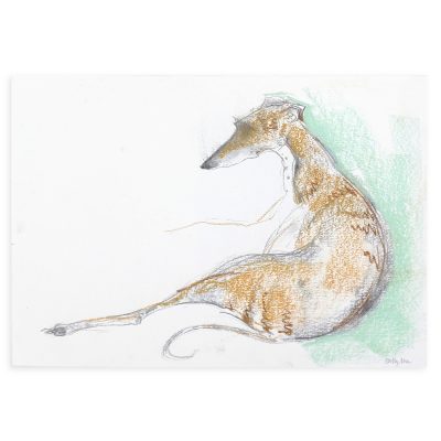 4720C Brindle Hound on Green- Sally Muir