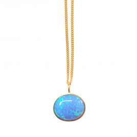 YMN-42 Oval Opal in Gold Collet Pendant  – Yaron Morhaim