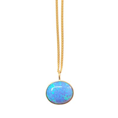 YMN-42 Oval Opal in Gold Collet Pendant  - Yaron Morhaim