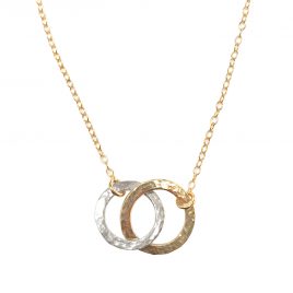 YMN-33 Silver & Gold Interlocking Circle Necklace – Yaron Morhaim