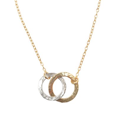 YMN-33 Silver & Gold Interlocking Circle Necklace - Yaron Morhaim