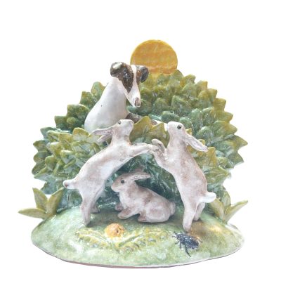 5161C Hound and Rabbits Flatback - Josse Davis