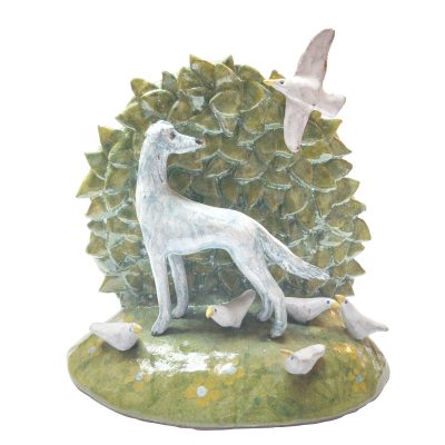 5162C Hound and Birds Flatback - Josse Davis