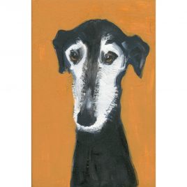 5370C Black and White Hound on Mustard – Sally Muir