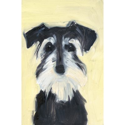 5372C Black and White Terrier on Pale Green - Sally Muir