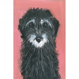 5373C Black and White Dog on Pink – Sally Muir