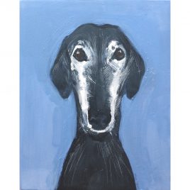 5376C Black and White Hound on Bright Blue – Sally Muir