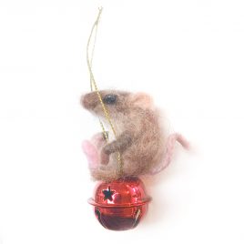 4960C Brown Mouse Sitting on Red Bell – Sue Clements