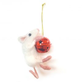 4962C White Mouse Hugging Red Bell – Sue Clements
