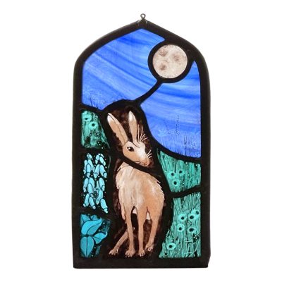 5498C Midnight Hare with Foxgloves and Moon - Clare Maryan Green